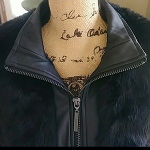 NWOT Kensie Black Faux Fur Jacket w/ Vegan Leather